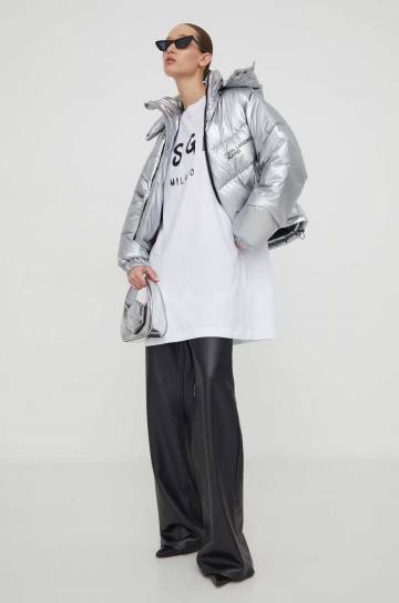 Хлопковое платье MSGM цвет белый mini oversize Хлопковое платье MSGM цвет белый mini oversize