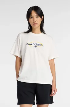 Женская белая футболка Sport Relaxed Graphic Белый S New Balance WT61Z7OQSST