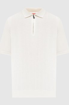 Бежевое поло из шерсти, шелка и кашемира с логотипом логотип