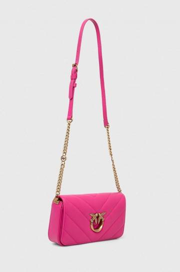 Кожаная сумочка Pinko цвет фиолетовый Кожаная сумочка Pinko цвет фиолетовый