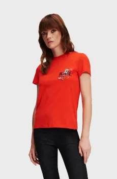 Женская красная футболка IKONIK LNY Красный XS Karl Lagerfeld 240W1724