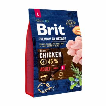 Сухой корм для взрослых собак крупных пород Brit Premium by Nature Adult L с курицей, 3 кг Сухой корм для взрослых собак крупных пород Brit Premium by Nature Adult L с курицей, 3 кг