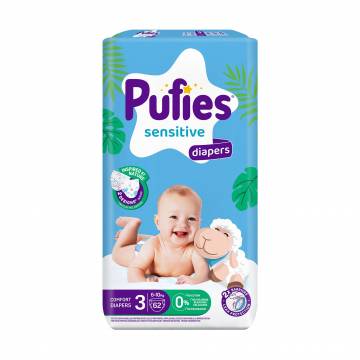 Подгузники Pufies Sensitive размер 3 (6-10 кг), 62 шт Подгузники Pufies Sensitive размер 3 (6-10 кг), 62 шт