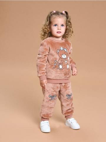 Штани з хутром - коричневий