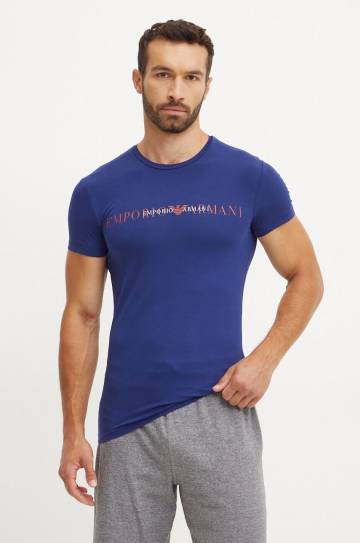 Футболка лаунж Emporio Armani Underwear цвет синий с принтом 111035 4F729 Футболка лаунж Emporio Armani Underwear цвет синий с принтом 111035 4F729