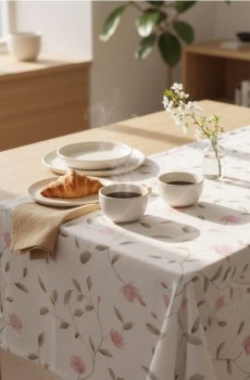 Скатертина з квітковим принтом - різнобарвний