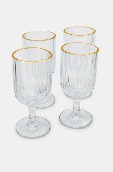 Набір рифлених келихів із золотою окантовкою, 4 шт. - clear