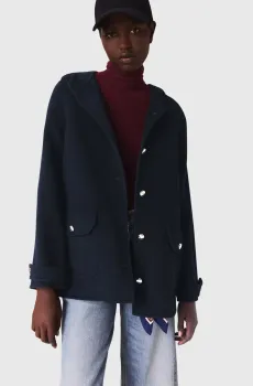 Женское темно-синее шерстяное пальто Синий 34 MAJE MFPOU01408_Navy