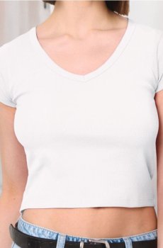 Футболка basic із трикотажу в рубчик - білий