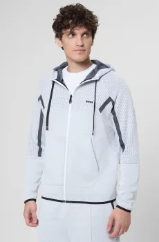 Мужское светло-серое худи с узором Серый S BOSS 50543130;100