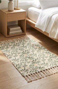 Килим з рослинним мотивом і китицями - різнобарвний