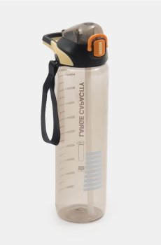 Пляшка для води з мірною шкалою та ручкою - чорний