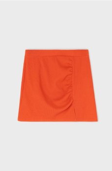 Рельєфна мініспідниця зі збірками - помаранчевий