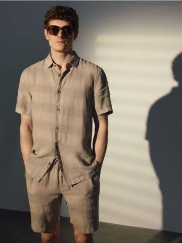 Reserved - Лляні шорти джогери - бежевий - 164EG-08X