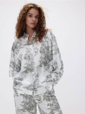 Reserved - Сорочка з м’ятої бавовни - різнобарвний - YR328-MLC