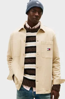 Мужская бежевая рубашка ESSENTIAL HERRINGBONE Бежевый XL Tommy Jeans DM0DM22407