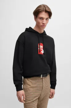 Мужское черное худи Черный L HUGO 50519849;001