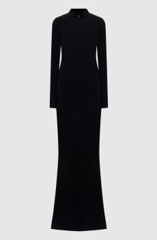 Черное платье макси с шерстью