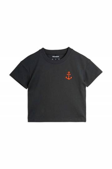 Детская хлопковая футболка Mini Rodini Anchor цвет чёрный однотонная Детская хлопковая футболка Mini Rodini Anchor цвет чёрный однотонная