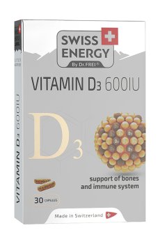 Витамин Д3 Swiss Energy D3 600 МЕ поддержка иммунной системы и метаболизма кальция, 30 капсул