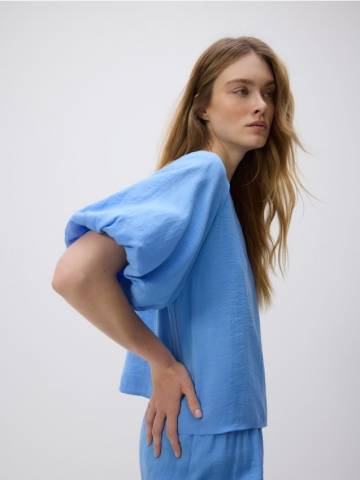 Reserved - Блуза из модала - синій - 574FB-55X Reserved - Блуза из модала - синій - 574FB-55X