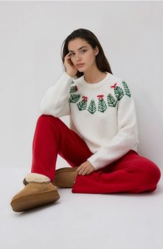 Reserved - Джемпер з різдвяним візерунком - кремовий - 432HI-01X
