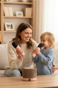 Бездротовий набір для караоке - пастельний рожевий