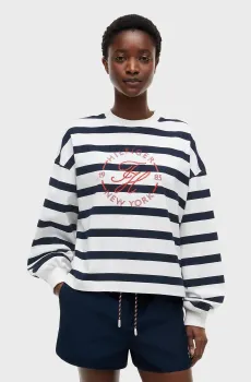 Женский белый свитшот в полоску ROUNDAL Белый M Tommy Hilfiger WW0WW50969