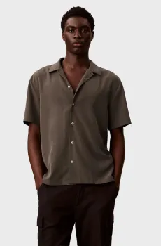 Мужская коричневая рубашка CAMP COLLAR Коричневый M Calvin Klein LV04LF114G