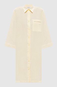 Желтая удлиненная рубашка из льна