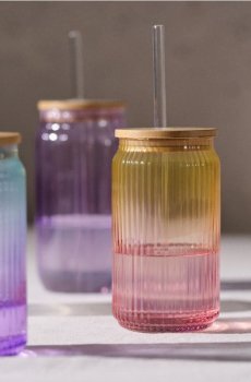 Багаторазовий стакан з соломинкою - жовтий