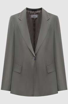 Зеленый жакет с льном с брендовым патчем