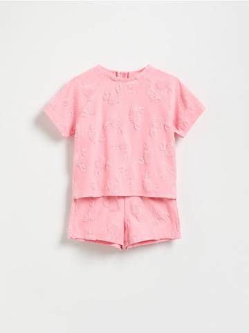 Reserved - GIRLS` T-SHIRT & SHORTS - кораловий - 385EC-32X Reserved - GIRLS` T-SHIRT & SHORTS - кораловий - 385EC-32X
