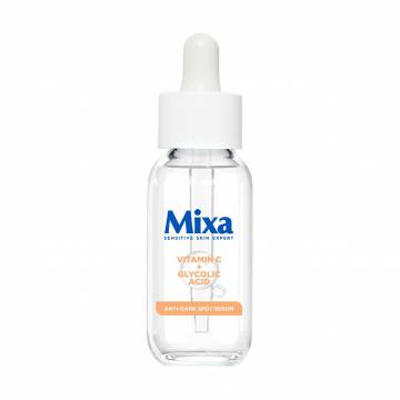 Сыворотка для сияния тусклой чувствительной кожи лица Mixa Anti-Dark Spot Serum с витамином С и гликолевой кислотой, 30 мл Сыворотка для сияния тусклой чувствительной кожи лица Mixa Anti-Dark Spot Serum с витамином С и гликолевой кислотой, 30 мл