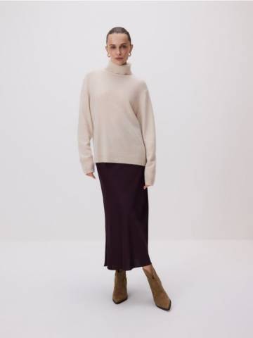 Reserved - Атласна спідниця міді - буряковий - 074GG-83X