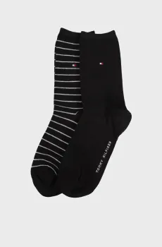 Женские черные носки (2 пары) TH WOMEN SOCK  SMALL STRIPE Черный 39-42 Tommy Hilfiger 100001494