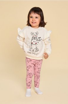 Бавовняний комплект: світшот і легінси Mini Smiley® - кремовий