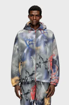 Мужская серая ветровка с узором J-MIRR Серый 46 Diesel A20346 0PGBW