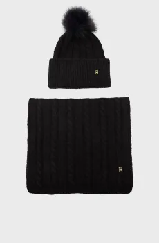 Женский набор аксессуаров (шапка, шарф) TH TIMELESS BEANIE POM&SCARF GP Синий ONESIZE Tommy Hilfiger AW0AW17158