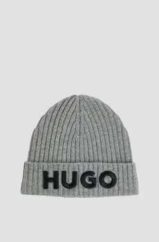 Мужская серая шерстяная шапка Серый ONESIZE HUGO 50527804;034