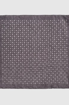 Серый платок-паше из шелка в узор