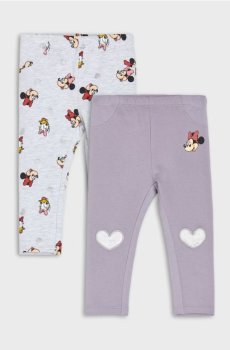 Бавовняні легінси з принтом 2 pack Mickey Mouse - сіро-фіолетовий