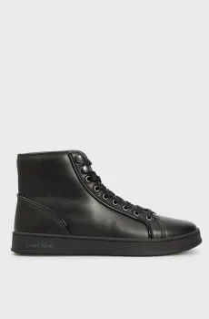 Мужские черные кожаные хайтопы HIGH TOP LACE UP PIPING Черный 45 Calvin Klein HM0HM01589