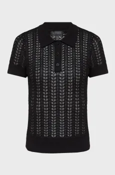 Женское черное поло Черный M Guess W6GR25.Z0672;JBLK
