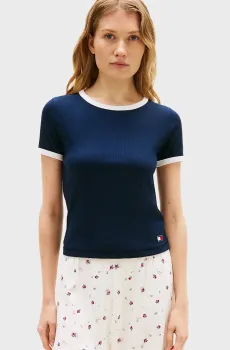 Женская темно-синяя футболка SS Синий XS Tommy Hilfiger UW0UW06307