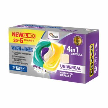 Капсулы для стирки Wash & Free Universal 4in1 Capsule Жасмин и лаванда с марсельским мылом, 35 стирок, 35 шт Капсулы для стирки Wash & Free Universal 4in1 Capsule Жасмин и лаванда с марсельским мылом, 35 стирок, 35 шт