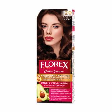 Стойкая крем-краска для волос Florex Super 2.0 Каштан, 100 мл Стойкая крем-краска для волос Florex Super 2.0 Каштан, 100 мл