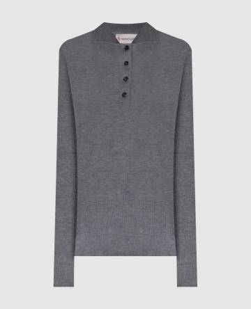 Серое поло из шерсти в рубчик