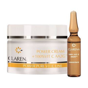 Уценка! Крем для лица + 100% активный витамин С и экстракт шелка Clarena Power Cream 100% Vit C Aa2g, 50 + 1.5 мл Уценка! Крем для лица + 100% активный витамин С и экстракт шелка Clarena Power Cream 100% Vit C Aa2g, 50 + 1.5 мл