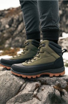 Утеплені черевики вище щиколотки - пильно-зелений